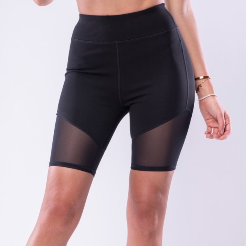 Byegreis Alana Mesh Biker Shorts in Black